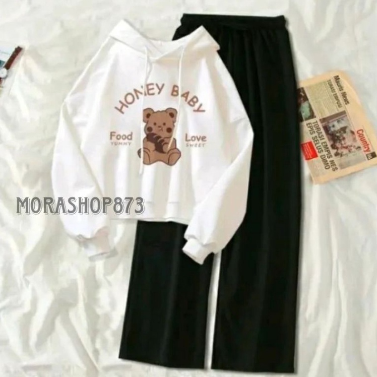 TERBARU Morashop873  Setelan Hoodie HONEY BABY  Setelan Sweater HoodieCelana Kulot  Setelan Anak Rem