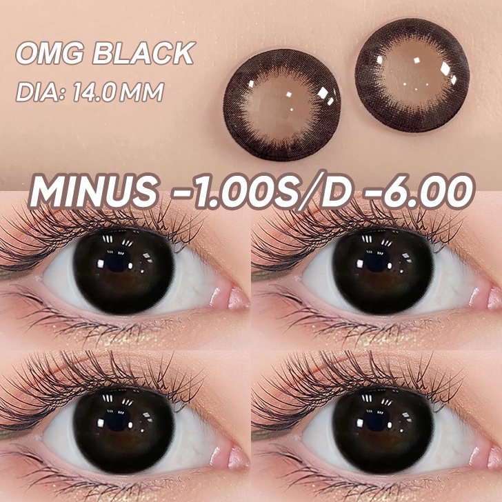 LANGSUNG ATC CODMagister Softlens Minus 1 sd 6 OMG Softlens Black lensa kontak warna diameter 14MM s