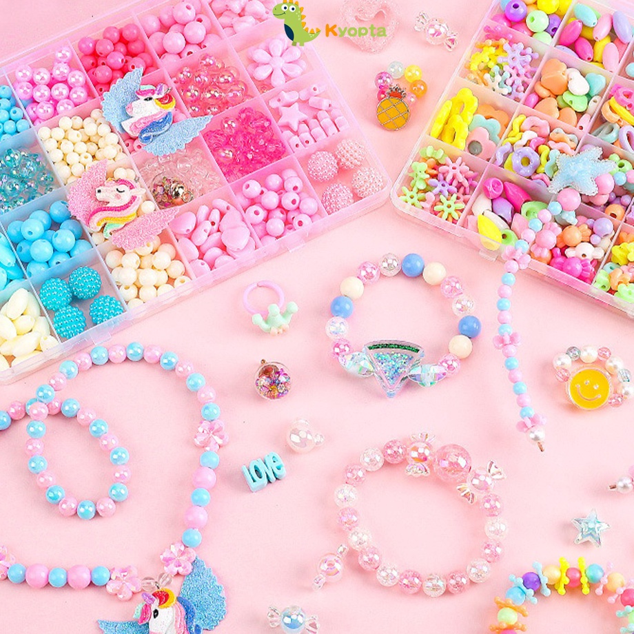 Segera Ambil  Kyopta Beaded diy Manik manik gelang set kotak dan tali Meronce manik manik Mainan edu