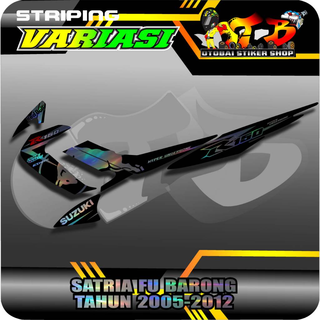 "Striping Satu Set Suzuki Satria FU BARONG Raider R150 Tahun 2005-2012 Motif REDBULL V2