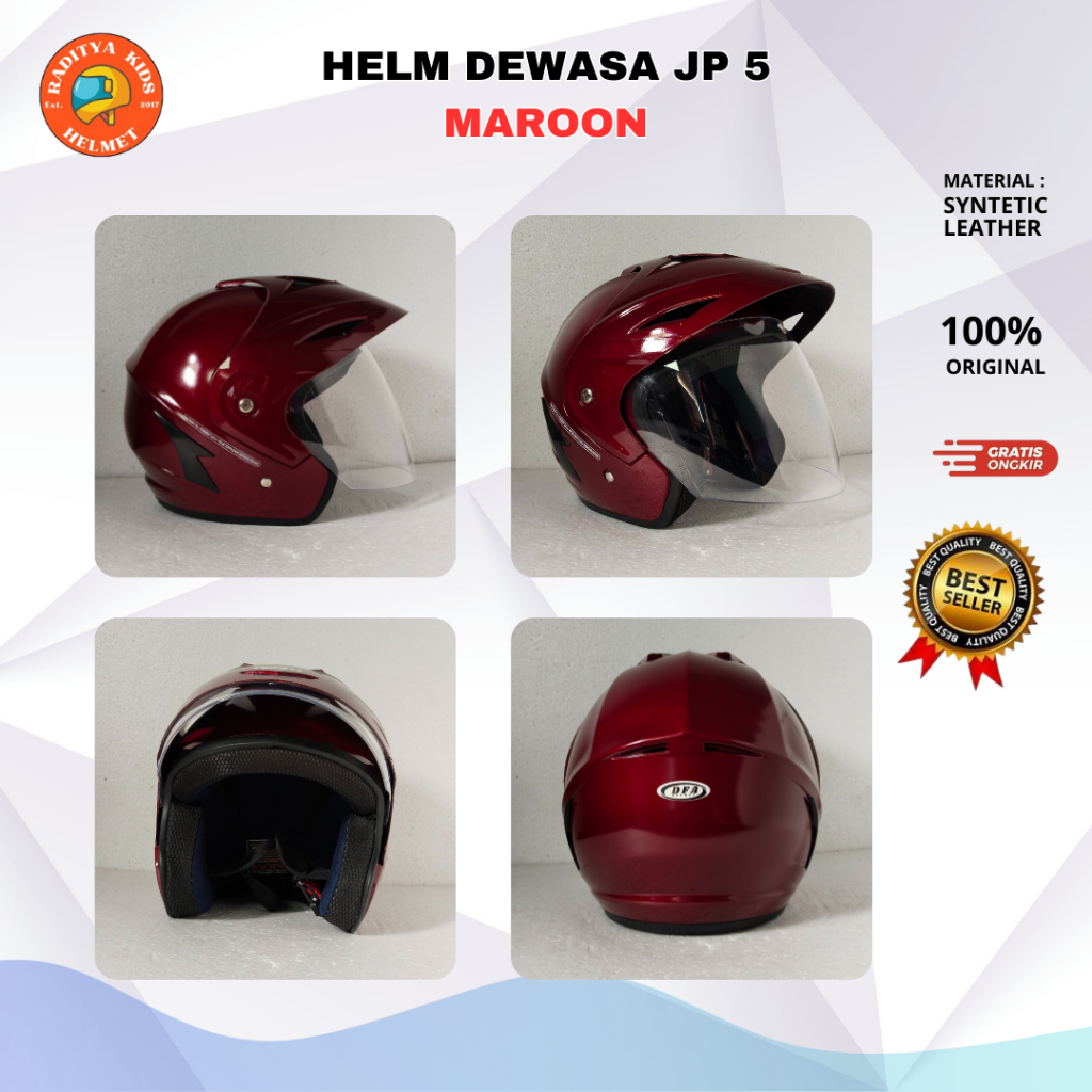 HELM HALF FACE JP5 SINGLE VISOR - HELM SNI JP5 POLOS