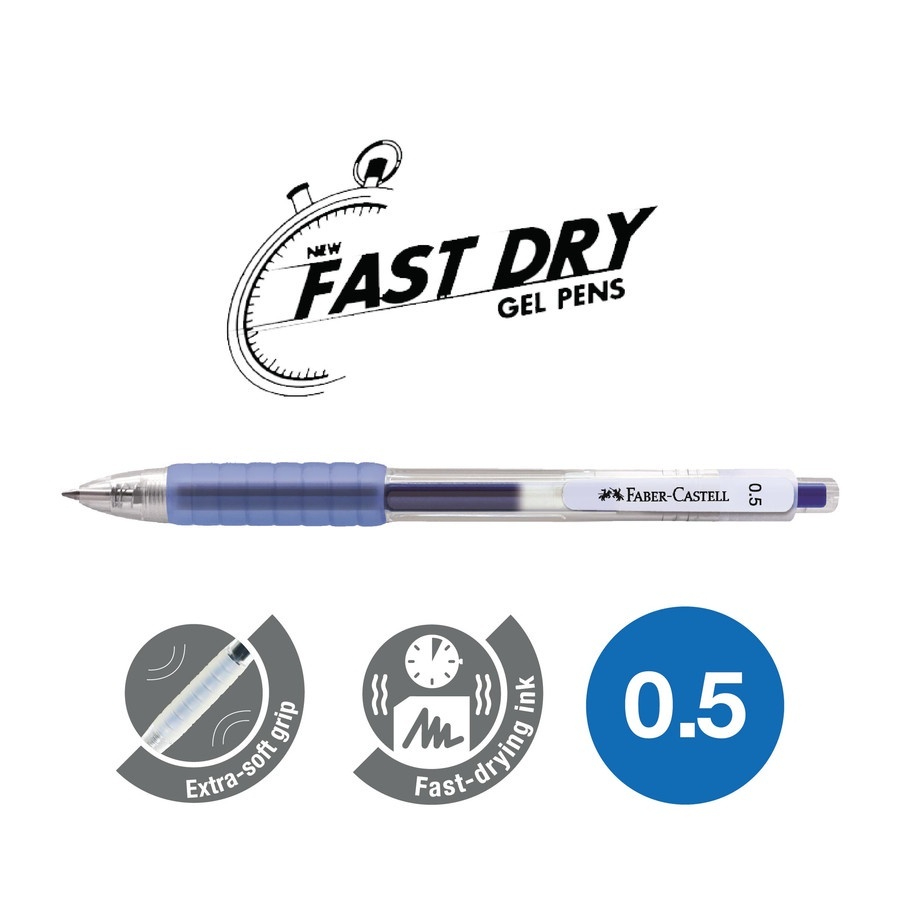 

BOLPOIN / BALLPOINT / PULPEN GEL / PEN GEL / PEN FABER CASTELL FAST DRY 0.5 BIRU