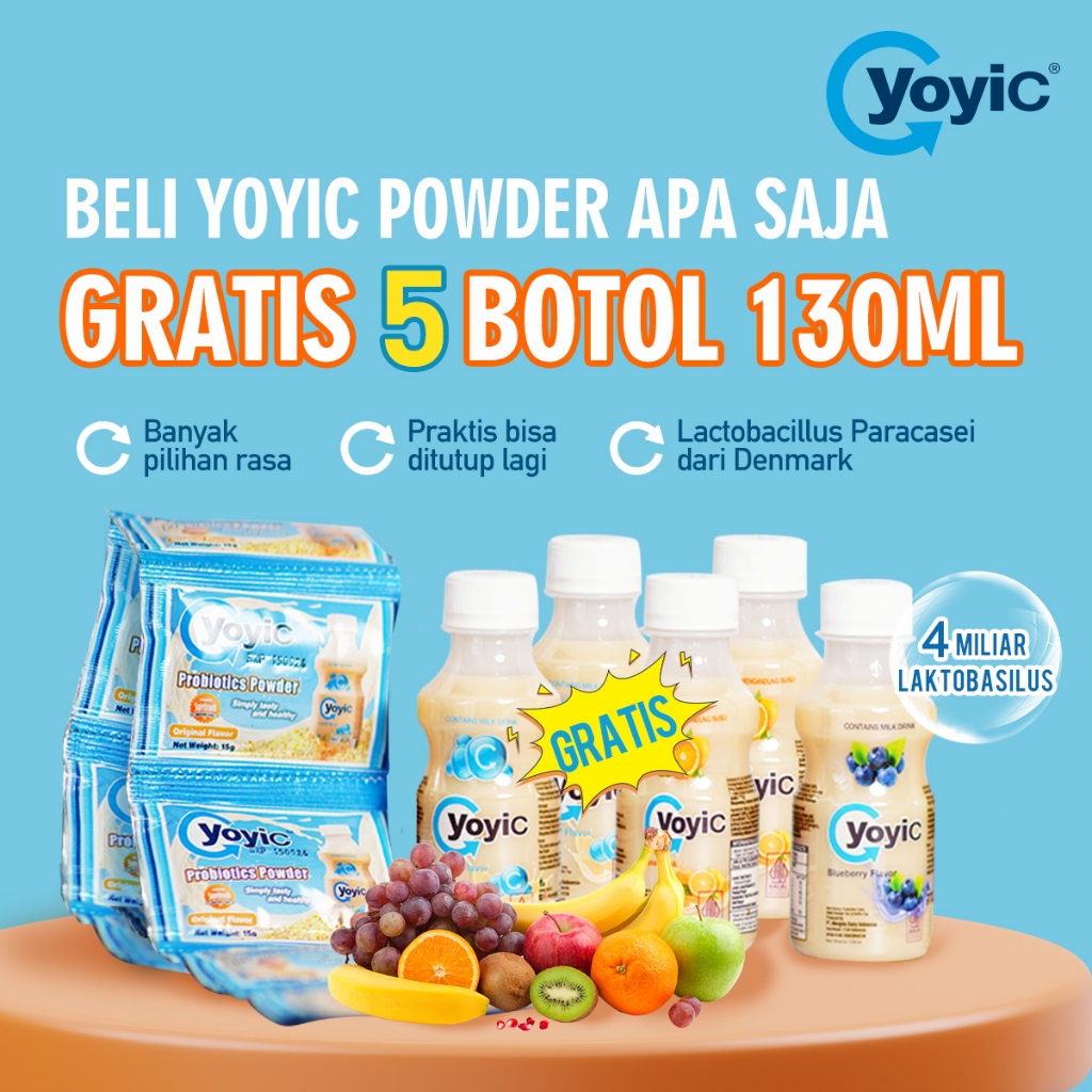 [20 Sachet YoyiC Sachet Gratis 5 botol YoyiC 130ml], Suplemen Kesehatan Probiotik Bakteri Baik Menga