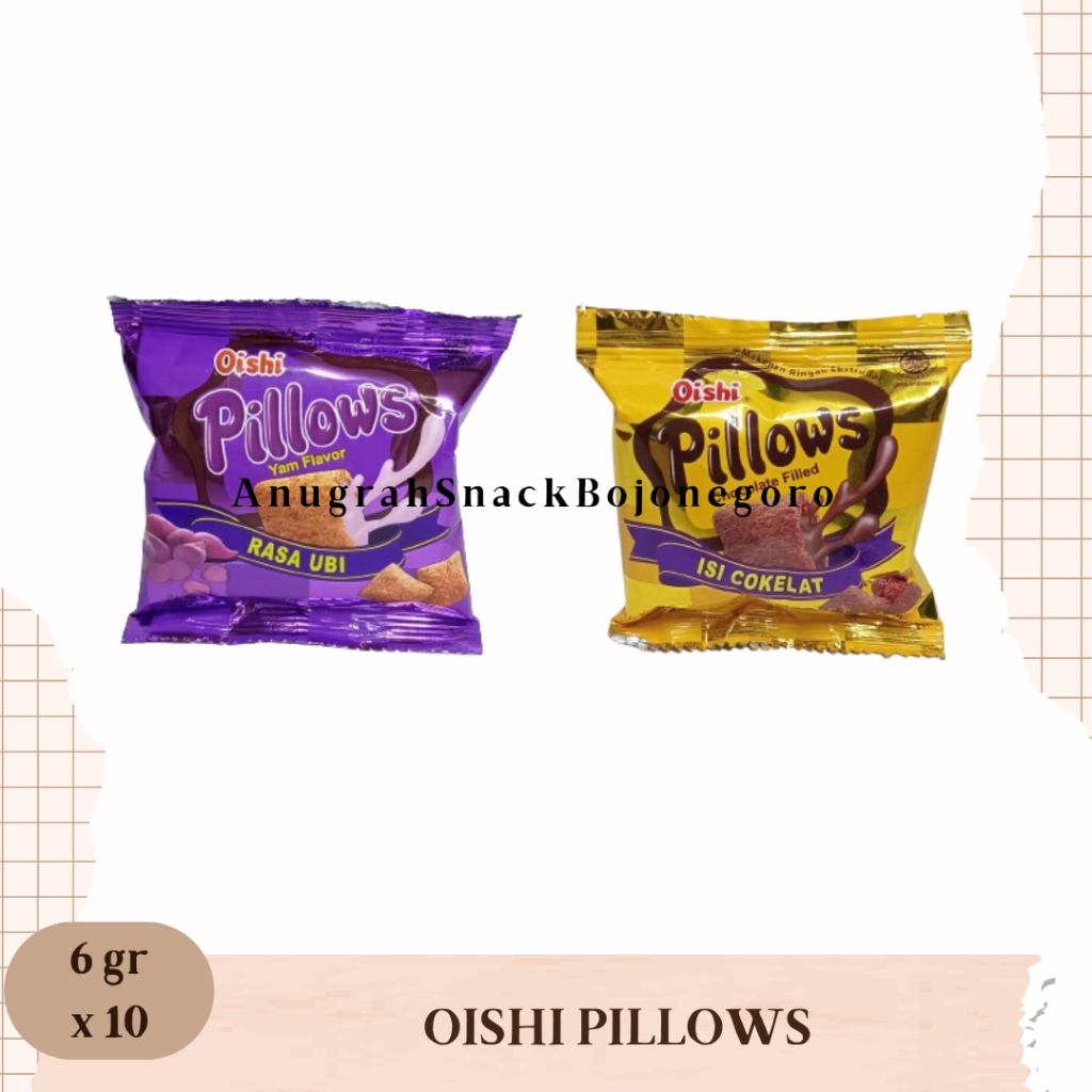 

Oishi Pillows Renceng 6gr x 10 (Rasa Ubi / Cokelat)