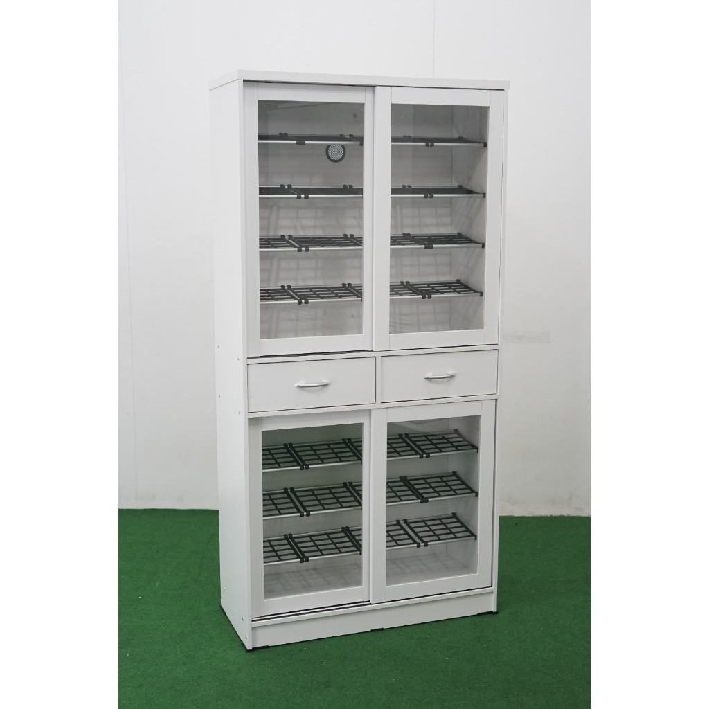 RAK SEPATU TINGKAT LEMARI SEPATU KACA PINTU SLIDING 2 LACI RSS 8080