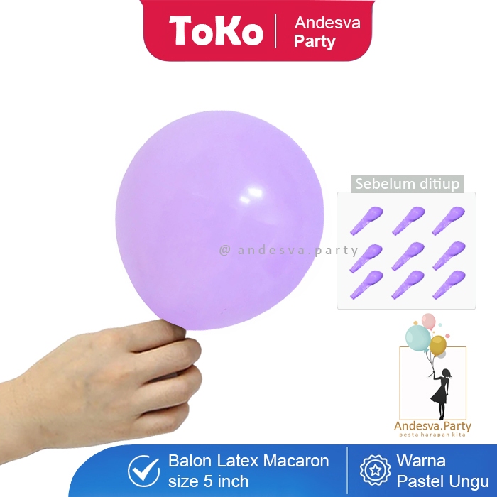 Balon Pastel Macaron 5 inch Ungu / balon macaron dekor / balon latex pastel kecil / balon warna soft