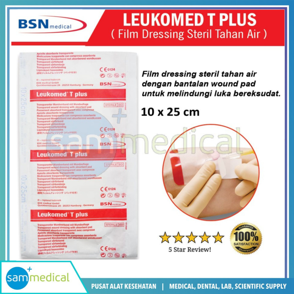 BSN Leukomed T Plus Film Dressing - 10 x 25 cm / Plester Luka Anti Air Steril / Penutup Luka @ PCS