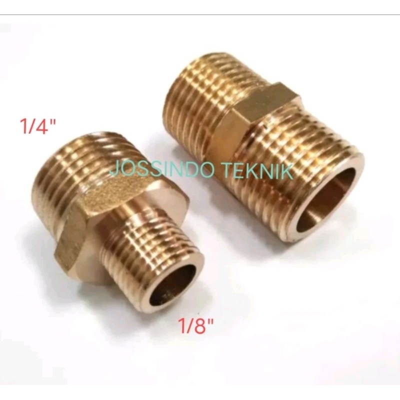 double nepel 1/4x1/8 KUNINGAN / double nepel 1/8x1/4 KUNINGAN