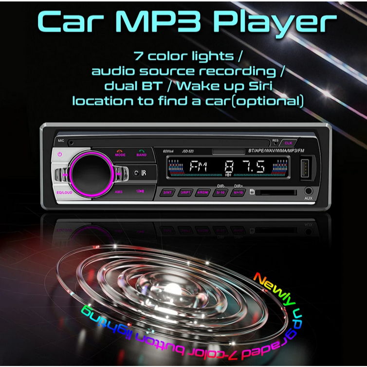 Tape Audio Mobil Bluetooth MP3 Remote FM Radio 60W x 4ch - JSD520 - JSD-520 - JSD-520L