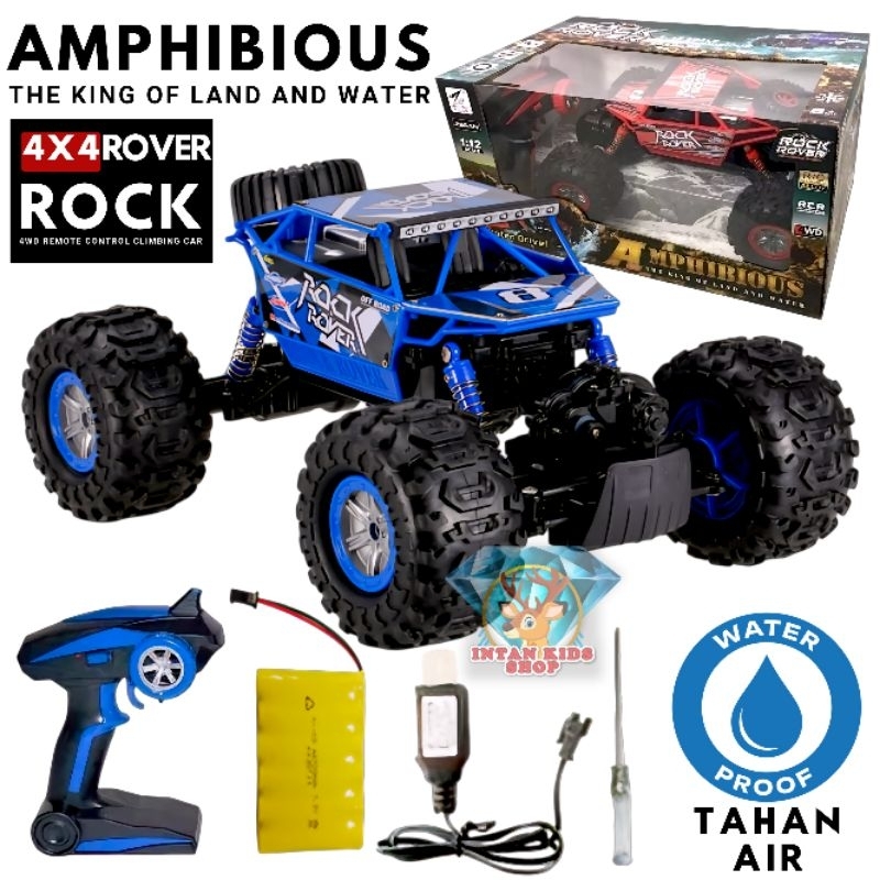 MAINAN ANAK REMOTE CONTROL RC ROCK ROVER AMPHIBIOUS 1:12 JEEP OFF ROAD ANTI AIR 2.4 GHZ C1201W