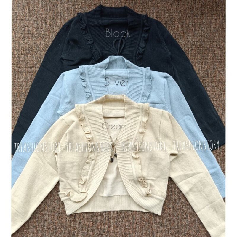 Bolero Nikita Knit Crop Atasan Wanita Tali Rajut Pendek