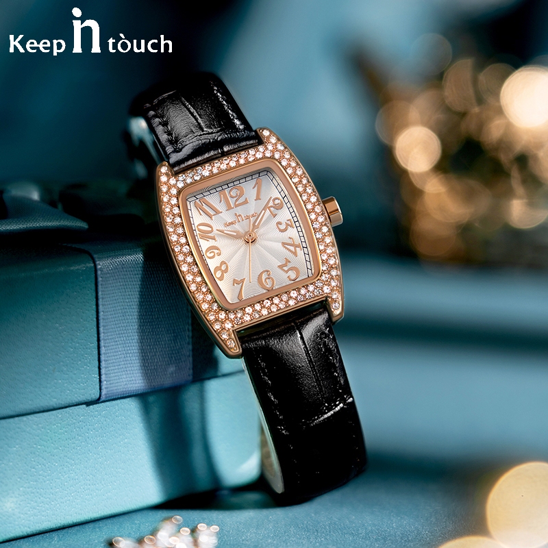 Keep in Touch Jam Tangan Wanita Original Anti Air Kulit Segi Empat Branded Cewek Kuarsa Wanita Cod 8