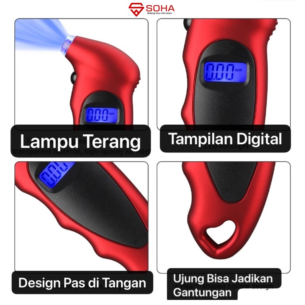 Gauge Pengukuran Angin Alat Ukuran Tekanan Ban Mobil Am-57 Alat Ukur Tekanan Angin Ban Motor Mobil