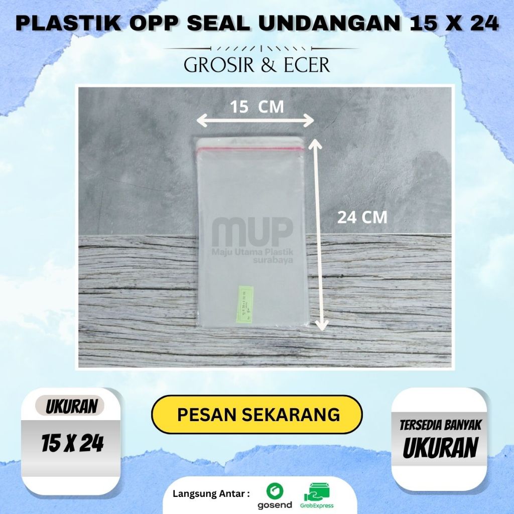 

(100 pcs) Plastik OPP Seal 15x24 /Plastik Undangan/Plastik Lem//TOKO MAJU UTAMA PLASTIK