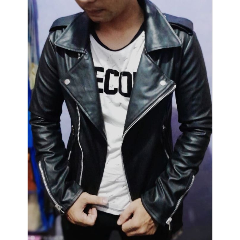 jaket kulit sintetis dk ramones