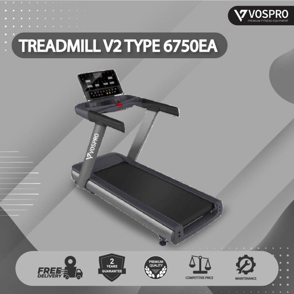 VOSPRO Treadmill Elektrik V2 Type 6750EA Commercial Alat Olahraga Fitness Import