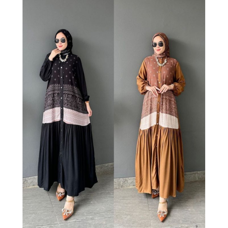 Faradina Dress Set Hijab Matt. Rayon Diamond Premium Mix Twill Ori Ld 115