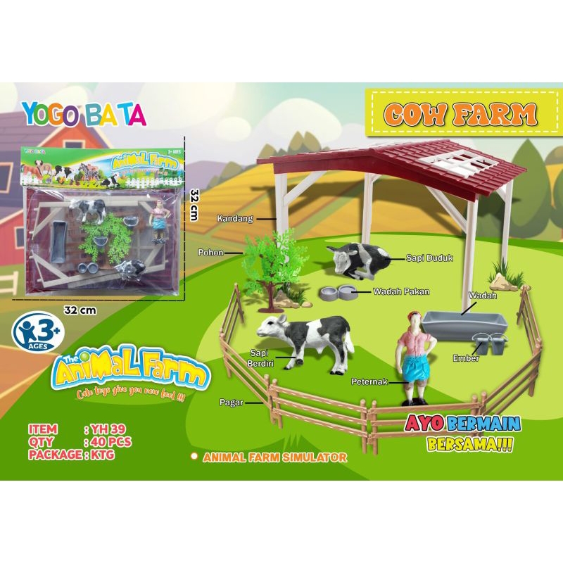 Mainan Anak Peternakan Sapi/Cow Farm + Kandang YH 39