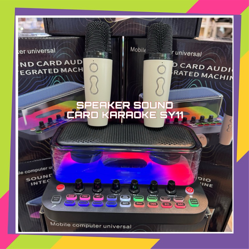 speaker soundcard karaoke SY11 extra 2 mic Wireless Karaoke