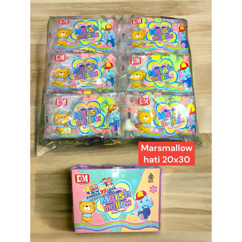 

MARSMALLOW HATI ANEKA RASA 20x30PCS