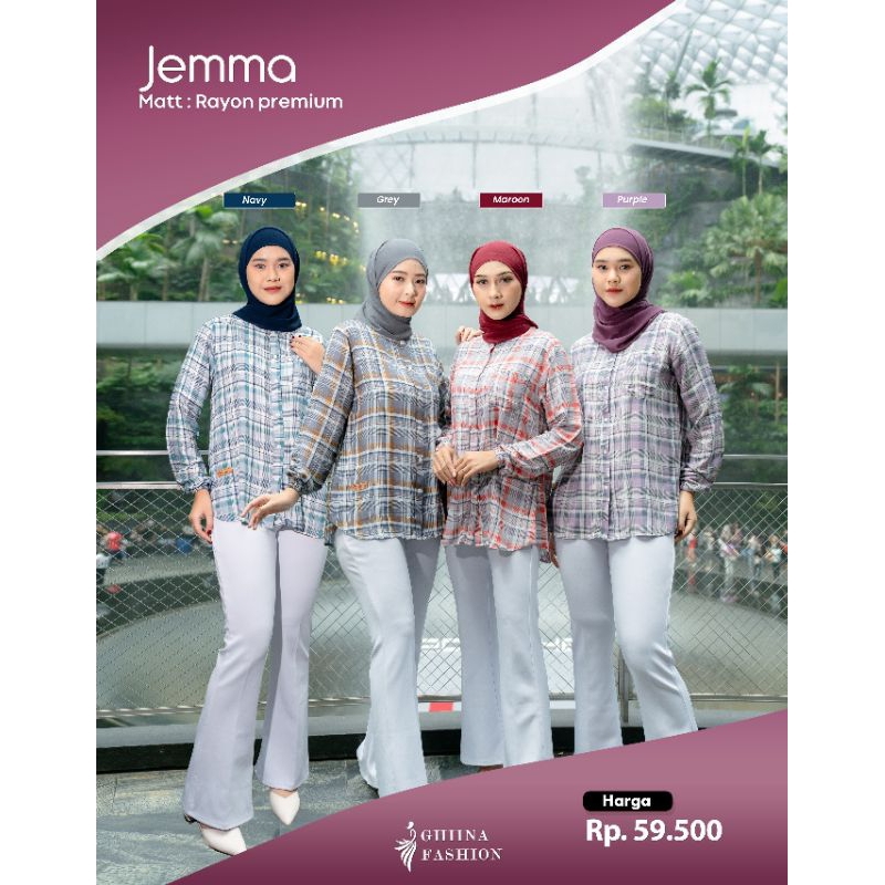 BLOUSE GHINA FASHION √ JEMMA BLOUSE BAHAN RAYON PREMIUM ORI BISA COD ✔️