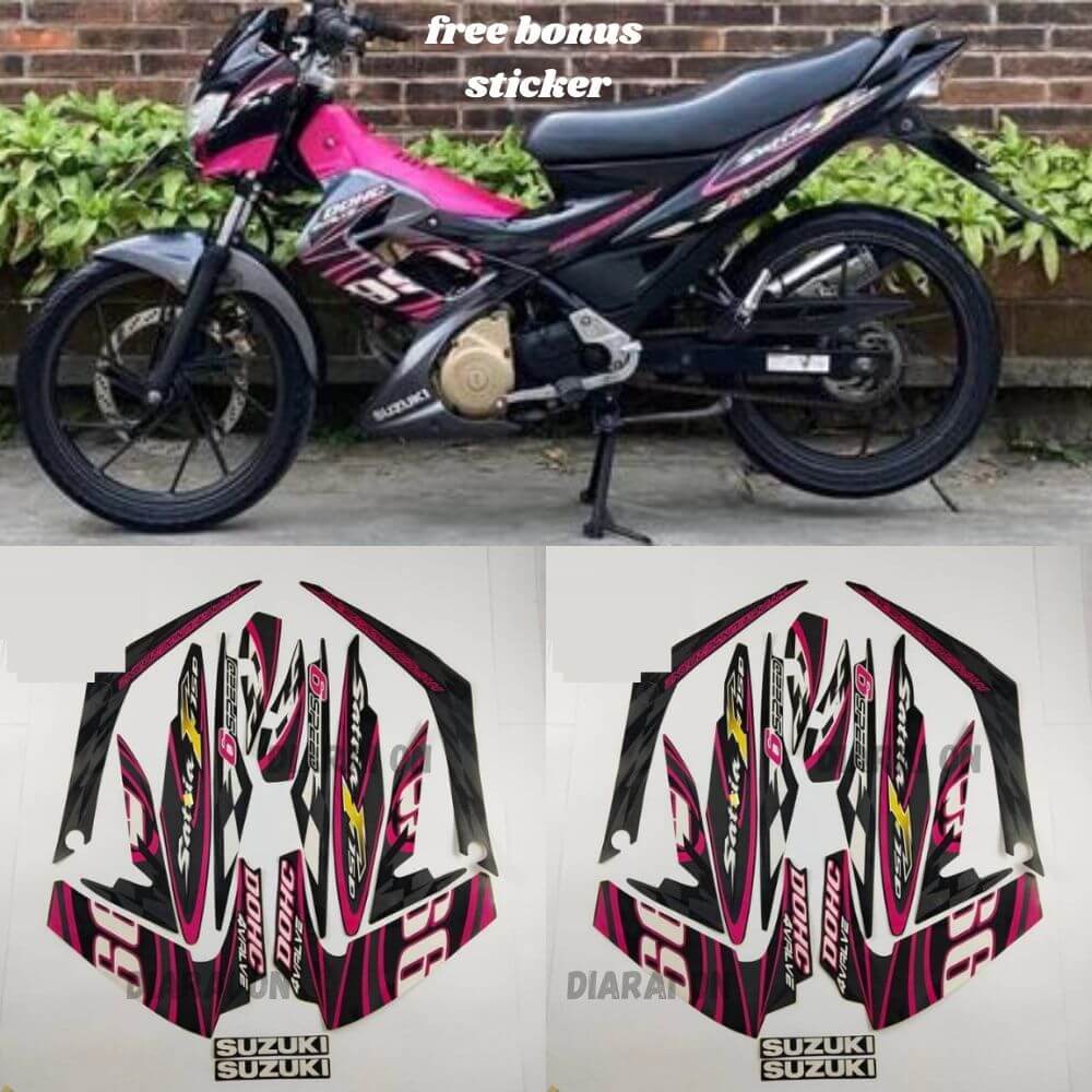 Striping Stiker Suzuki Satria Fu 150 2012 - Satria F150 Barong Hitam Pink Murah