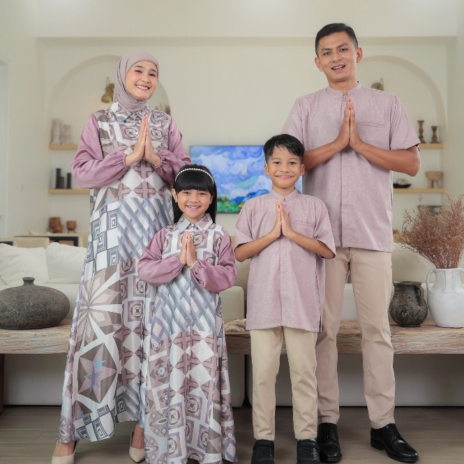 Serbuuuu CALLANDAHIJAB Family Set Madani Series Dress Rose