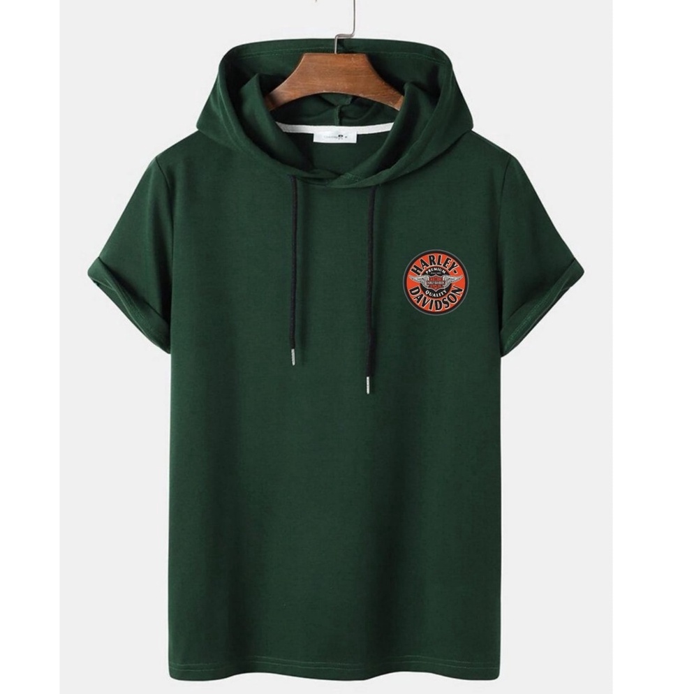 Big Sale Kaos hoodie lengan pendek pria distroKaos kupluk pendek lengan pendek priaBaju hoodie pria 