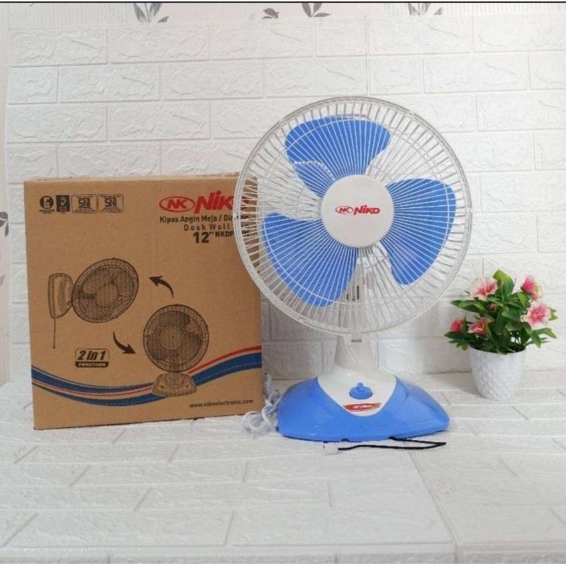 KIPAS ANGIN NIKO MEJA & DINDING KIPAS ANGIN NIKO 2 IN 1 NKDW 12 INCHI KIPAS ANGIN DESK &WALL FAN 12 