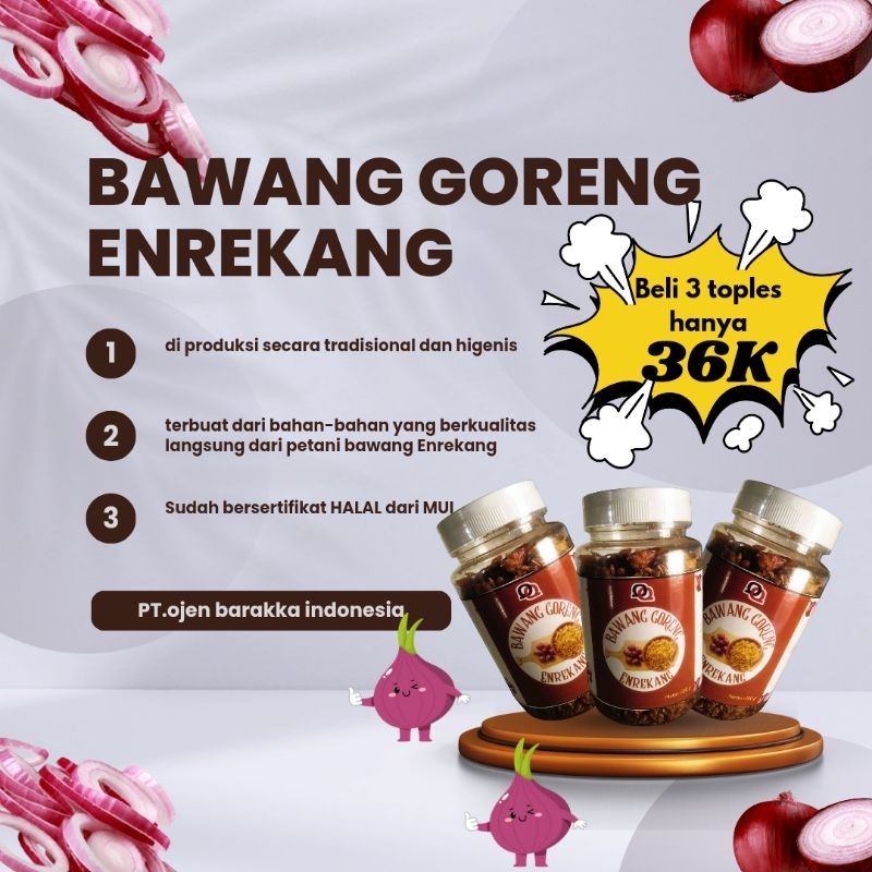 

Bawang goreng khas Enrekang rasa gurih dan enak cocok untuk hidagan makanan apapun