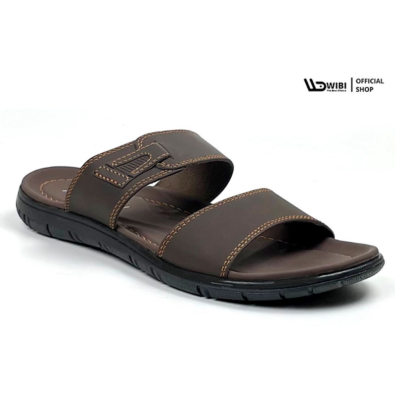 KODE I89F WIBI 3943 Elegant Low Mocha  Sandal Kulit Slide Selop Pria Dewasa Original Wibi S21  2