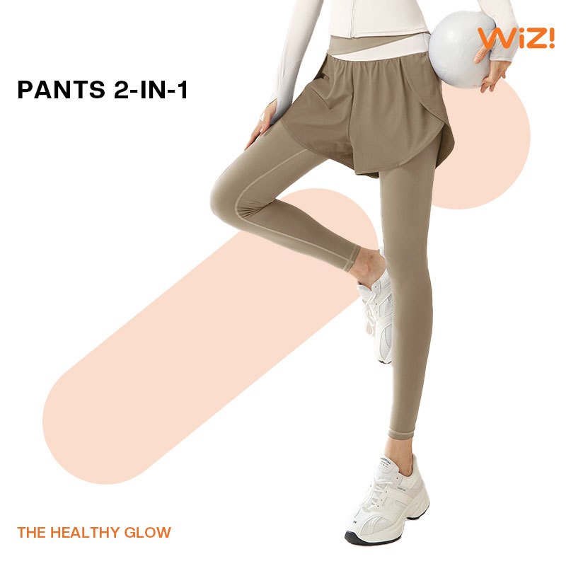 WiZi Celana Legging Wanita Olahraga Celana Jogger Sport Dwi Lapisan 2 in 1 Gym Running (CP47)