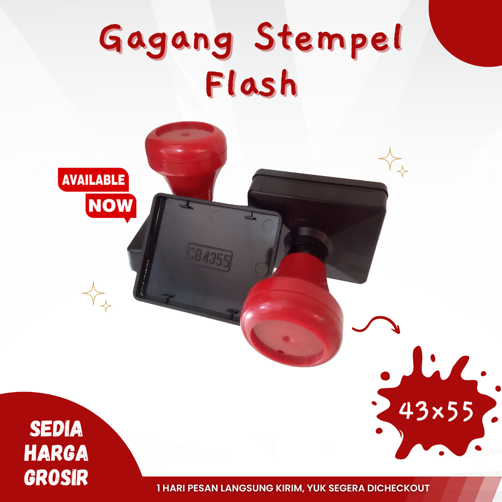 

4355 - Gagang Stempel Flash Kilat Warna Persegi Panjang Ukuran 43X55 MM