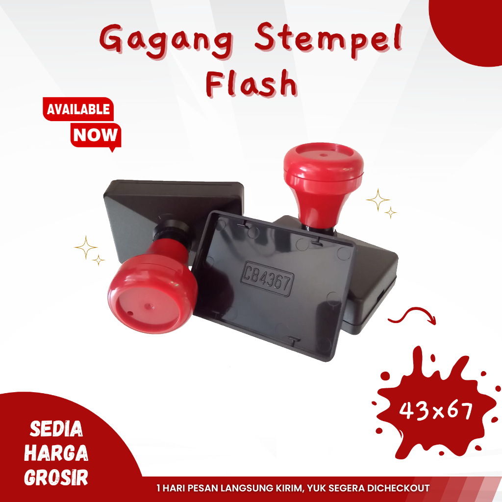 

4367 - Gagang Stempel Flash Kilat Warna Ukuran 43X67 MM