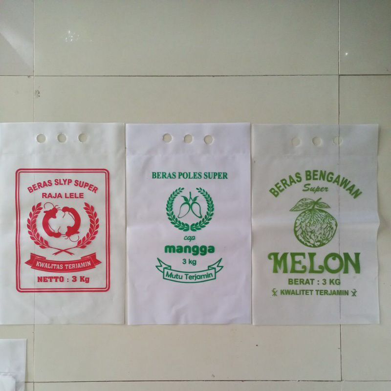 Plastik beras RAJA LELE, MELON, dan MANGGA Ukuran 3 dan 5 kg (50 dan 100 pcs)