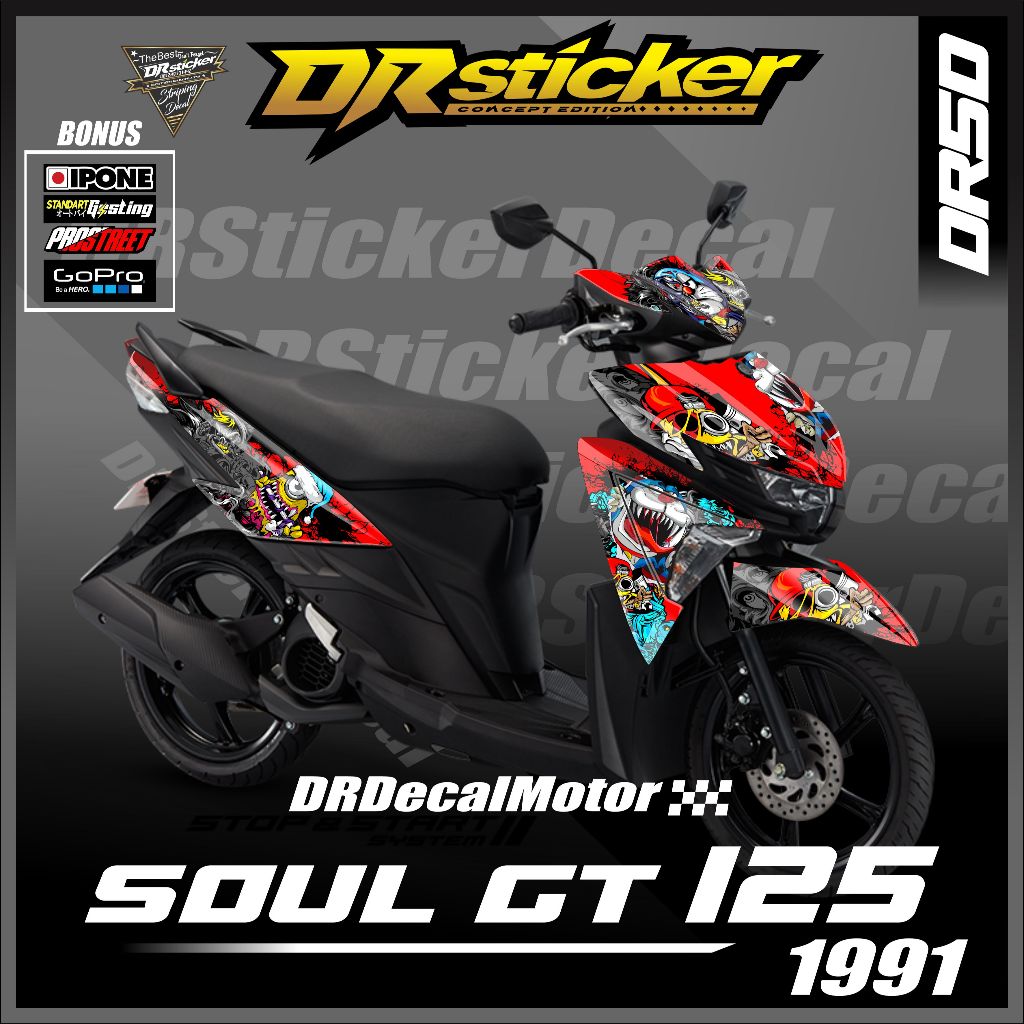 Decal SOUL GT 125 Full Body Stiker Motor Mio Soul Full Body Sticker Soul GT Full Body Motif Doraemon