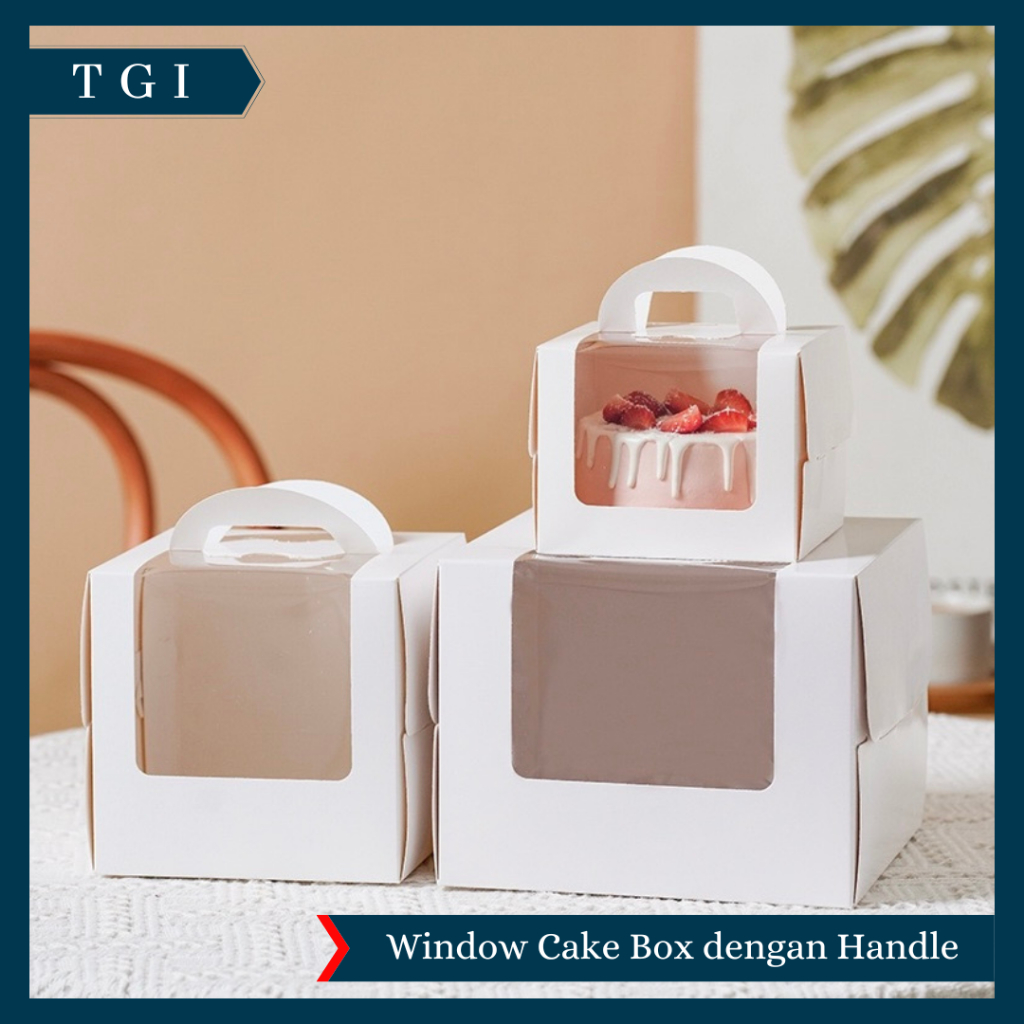 

TGI - KOTAK KUE ULANG TAHUN TENTENG CAKE BOX KOTAK HADIAH KUE PACKAGING HANDLE PORTABLE WINDOW CAKE BOX