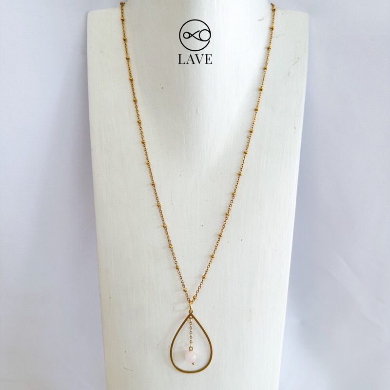 Rose Quartz Crystal Necklace Gold 60cm