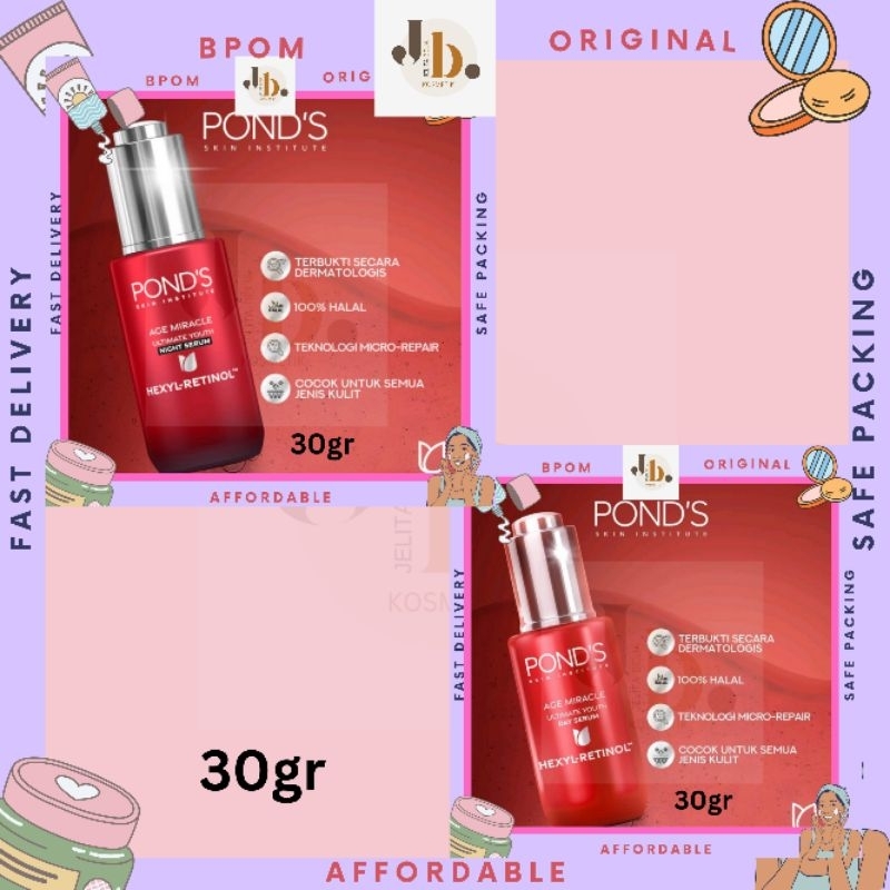 JB KOSMETIK | PONDS AGE MIRACLE ULTIMATE YOUTH SERUM DAY CREAM DAN PONDS ULTIMATE YOUTH SERUM NIGHT 