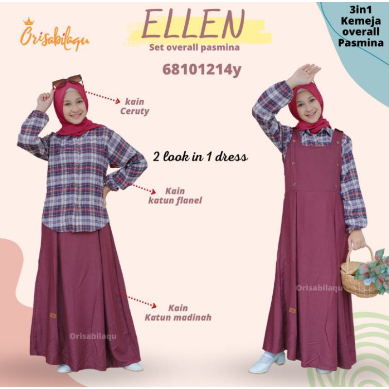Gamis Kotak Set Overall Pasmina Ellen