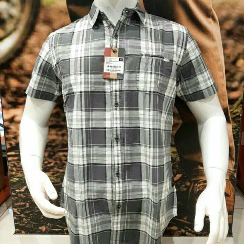 emba kemeja casual kotak kotak lengan pendek