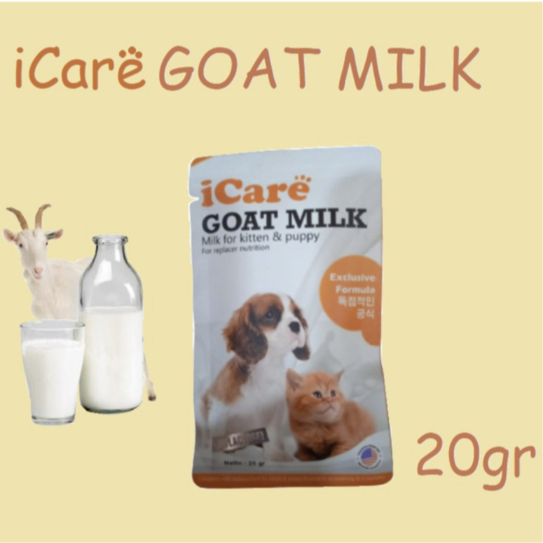 ICare Goat Milk 20gr Low Lactose Per Sachet - Susu Kambing Bubuk Untuk Kucing & Anjing Hewan Lainnya