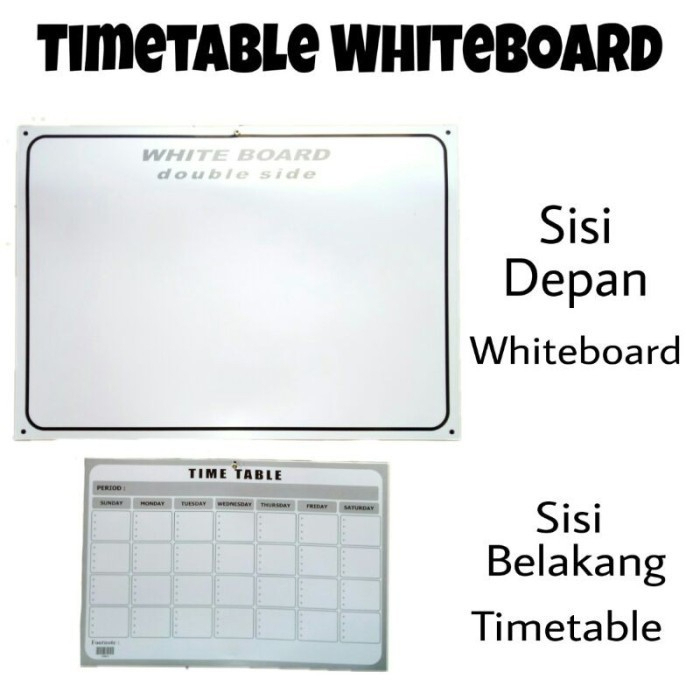 

WHITEBOARD DOUBLE SIDED / WHITEBOARD TIME TABLE / PAPAN TULIS KARTON / WHITEBOARD FOLD KECIL 48 CM X 32 CM