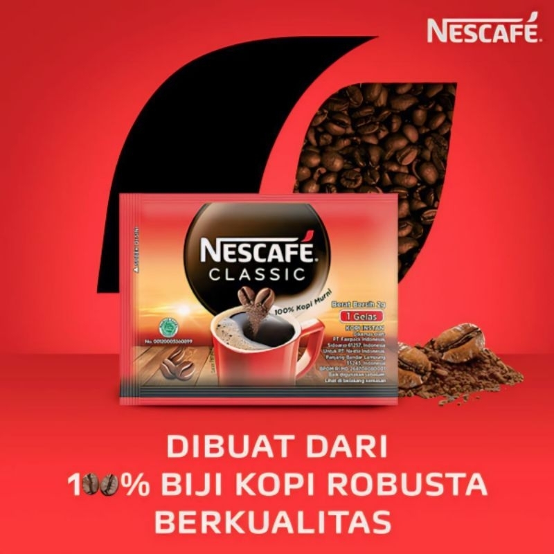 

NESCAFE kopi classic kopi murni pilihan kopi hitam 2gram 10pcs