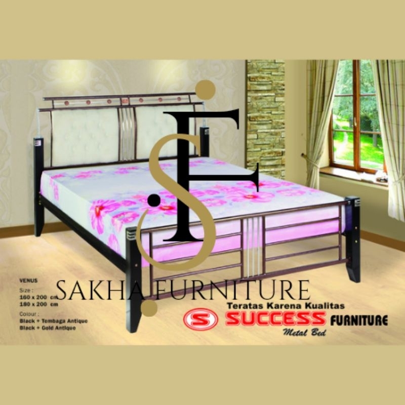 Ranjang Tembaga Venus Success Furniture Kuat Awet Kokoh Tahan Lama Size 160cm x 200cm dan 180cm x 20