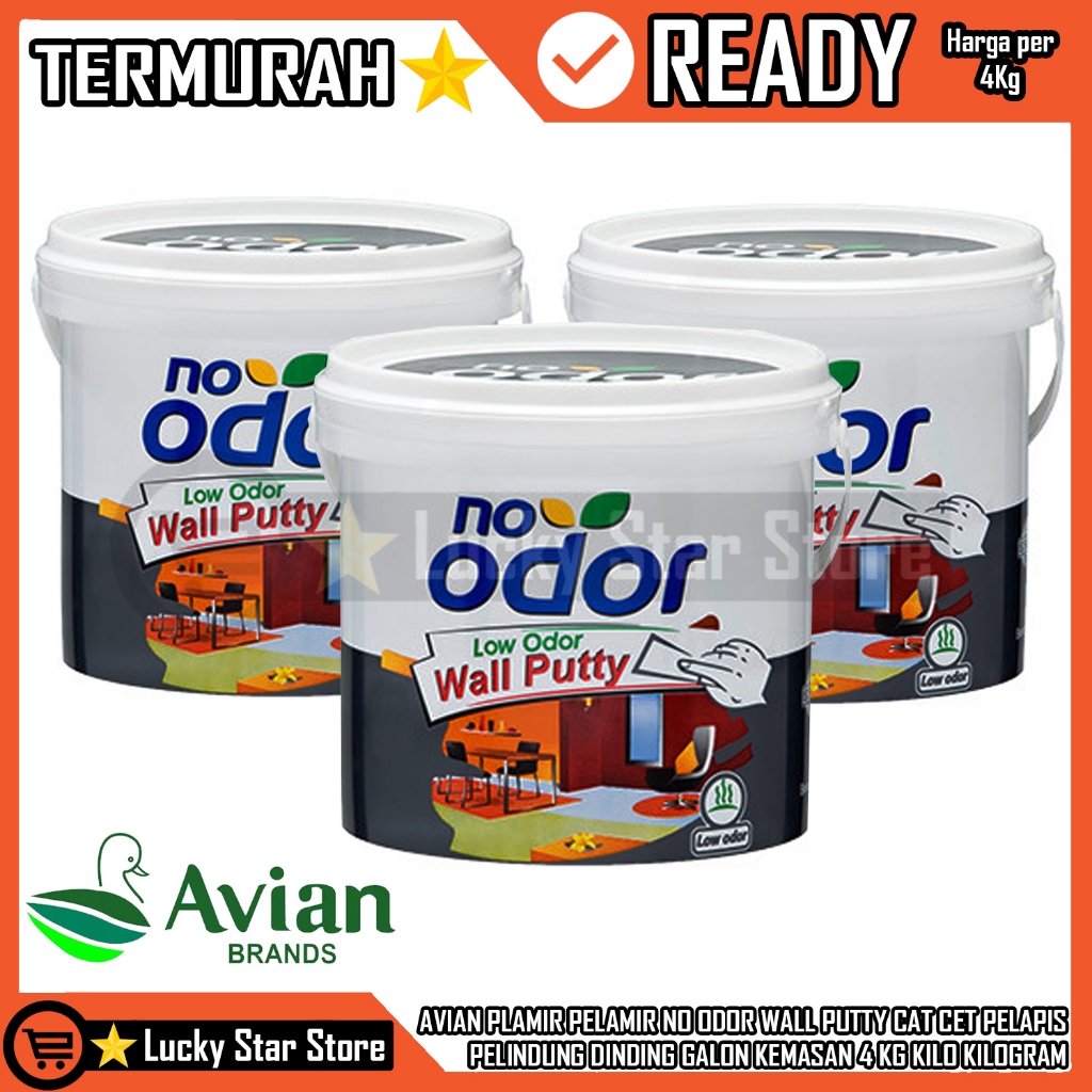 NO ODOR WALL PUTTY AVIAN PLAMIR PELAMIR CAT CET PELAPIS PELINDUNG DINDING GALON KEMASAN 4 KG KILO KI