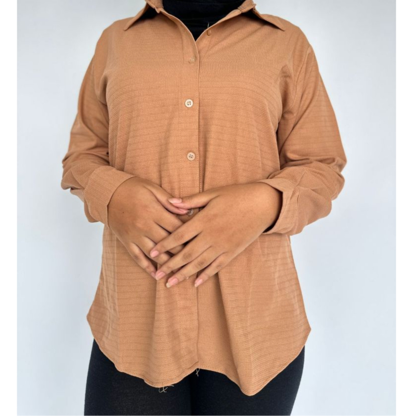 Kemeja Tunik Lengan Panjang Polos Wanita
