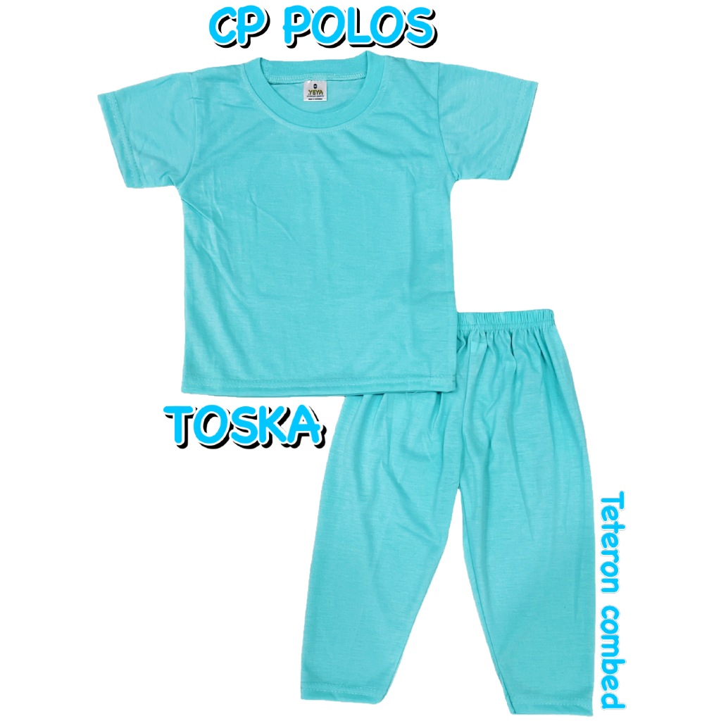 3S YEYA - BAJU SETELAN CP POLOS OBLONG ANAK LAKI-LAKI/COWOK PEREMPUAN/CEWEK BAHAN KAOS KATUN TOSKA