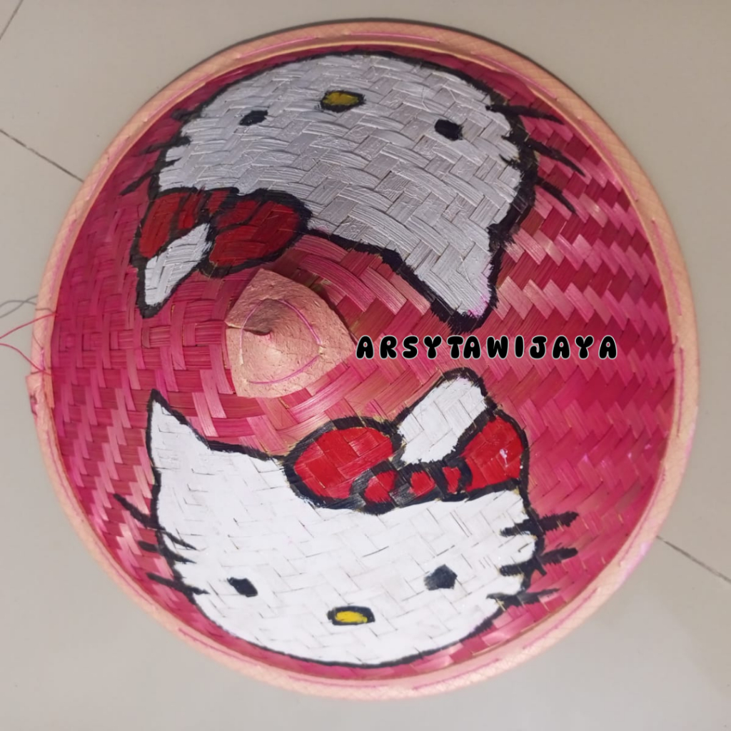 Topi Caping Lukis Anak - Topi Caping Bambu - Topi Caping Karakter