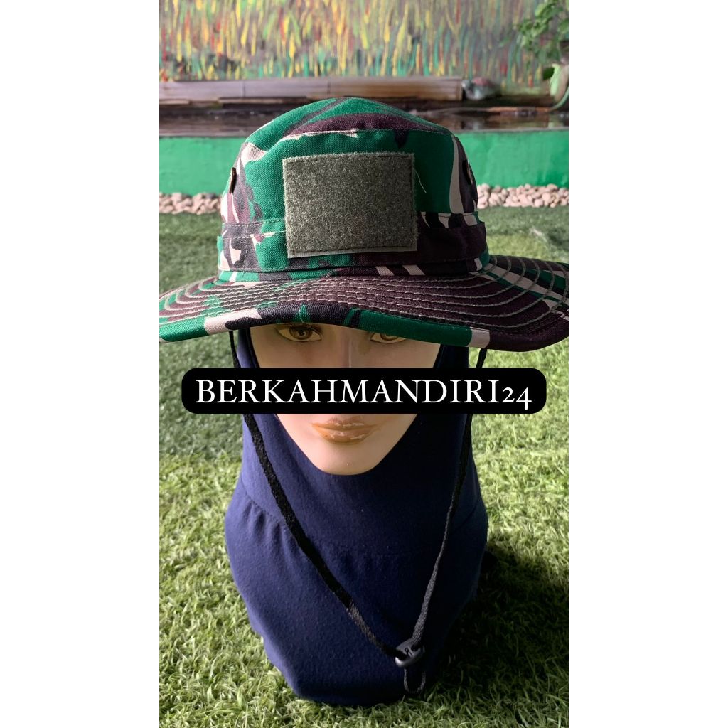 Topi Rimba Motif Malvinas Tali Kepala Topi Camping Tactical Bahan Velbed Velcro
